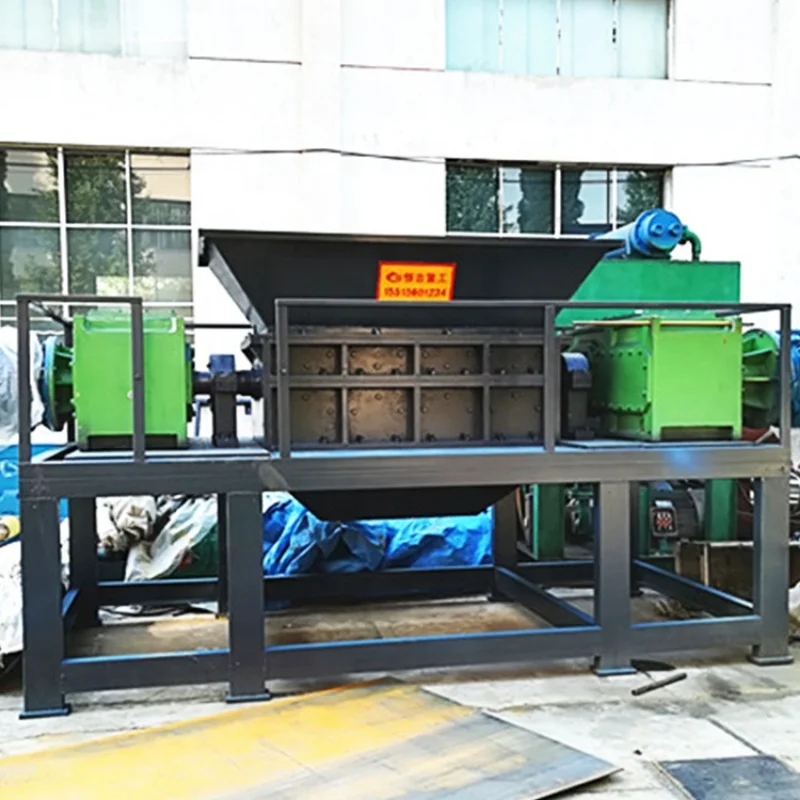 LOW Price Double Shaft Tyre Recycling Crusher Machines for Shredding Waste Plastic Shredder Recycle Tire Shredder For Sales