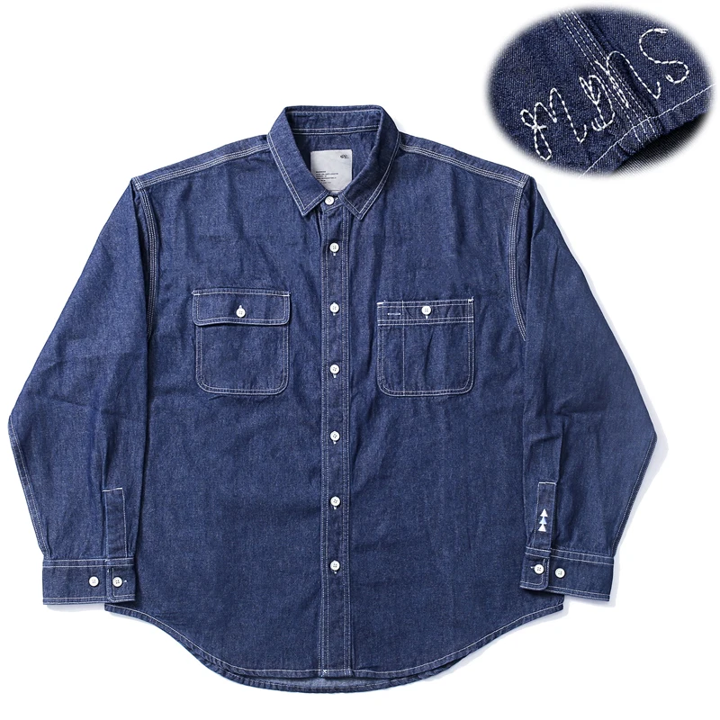 

Модная брендовая джинсовая рубашка Madness, уличная мужская и женская высококачественная повседневная свободная рубашка с вышивкой логотипа MDNS, рубашки с длинными рукавами