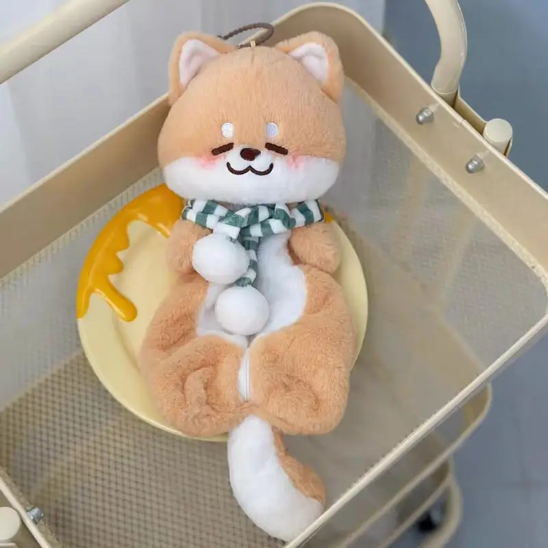 Cute Cartoon Little Dog Plush Pencil Case - Kawaii Animal Doll Bag Multifunctional Large Capacity Students Stationery Scarf Bag