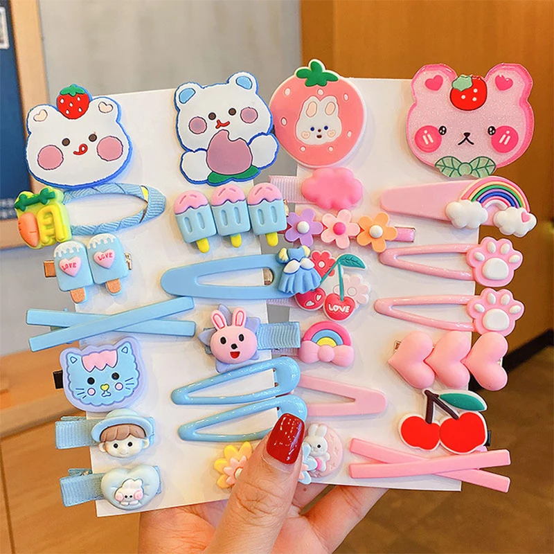 14 Pieces Children Girls Hair Clips Set Kids Headwear Cute Sweet Cartoon Hairpins Hair Accessories For Toddlers Kid Headdress