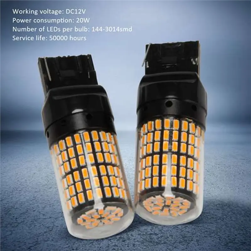 A71E-Super Bright No Hyper Flash Led Bulbs for Canbus Reverse Light Turn Signal Light Error Free(2 Yellow& 2 White Light)