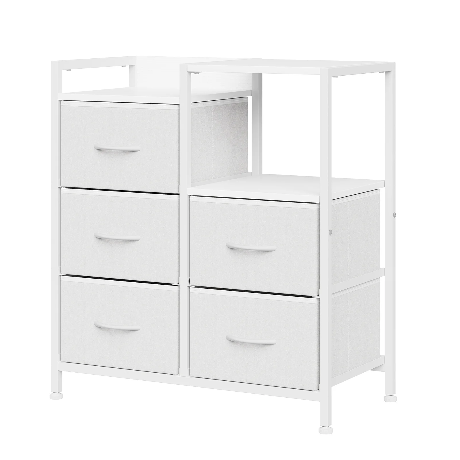 5-Drawer Horizontal File Cabinet with Open Storage Rack Rolling Printer Stand,Nightstand Storage Units for Office,Home Bedroom