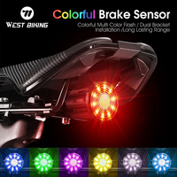 WEST BIKING Colorful Bike Rear Light USB Charging Smart Sensor Brake Taillight Portable Bicycle Safety Lamp Cycling Accessories