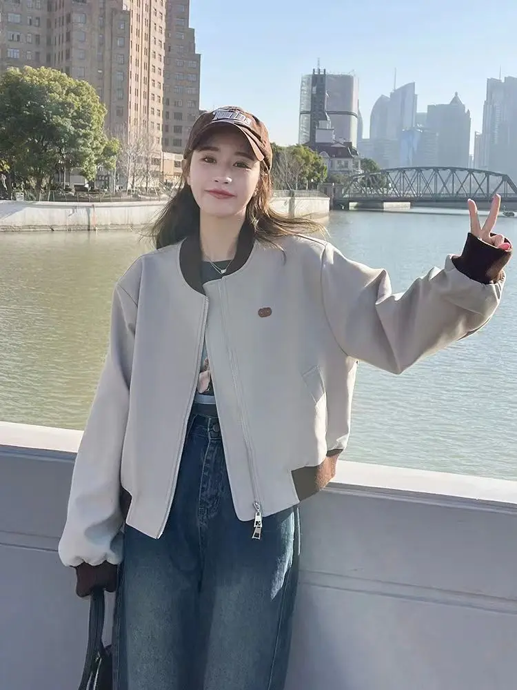 

Autumn Women'S Cropped Jackets Cotton-Padded Buttons Basics Edge High-Quality Tide Lining Couples Student Velvet Outcoat Popular