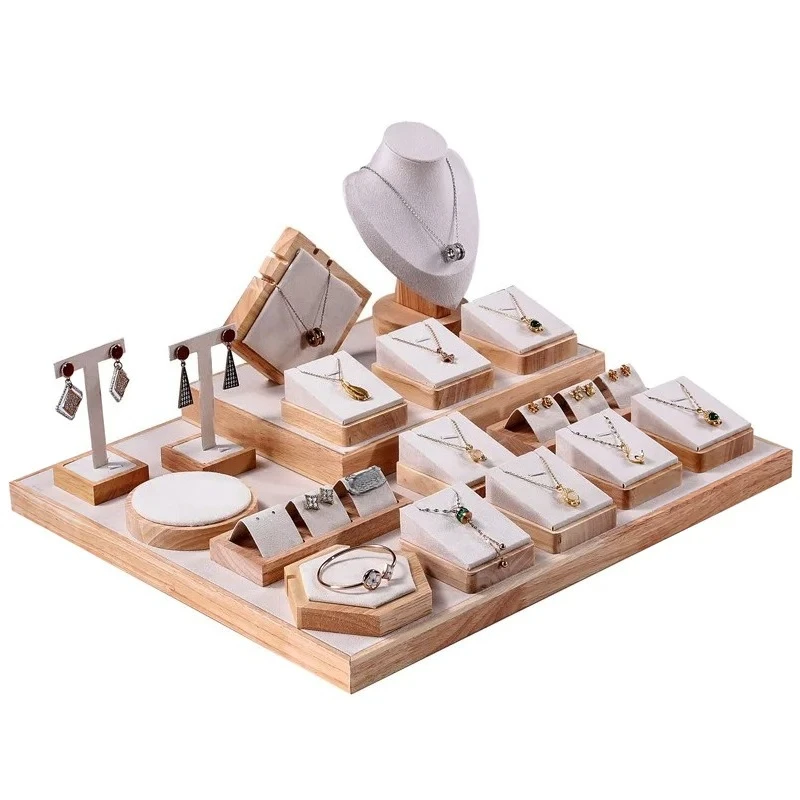 Wooden High-end Jewelry Display Rack Ring Storage Tray Necklace Bracelet Display Props Jewelry Display Tools