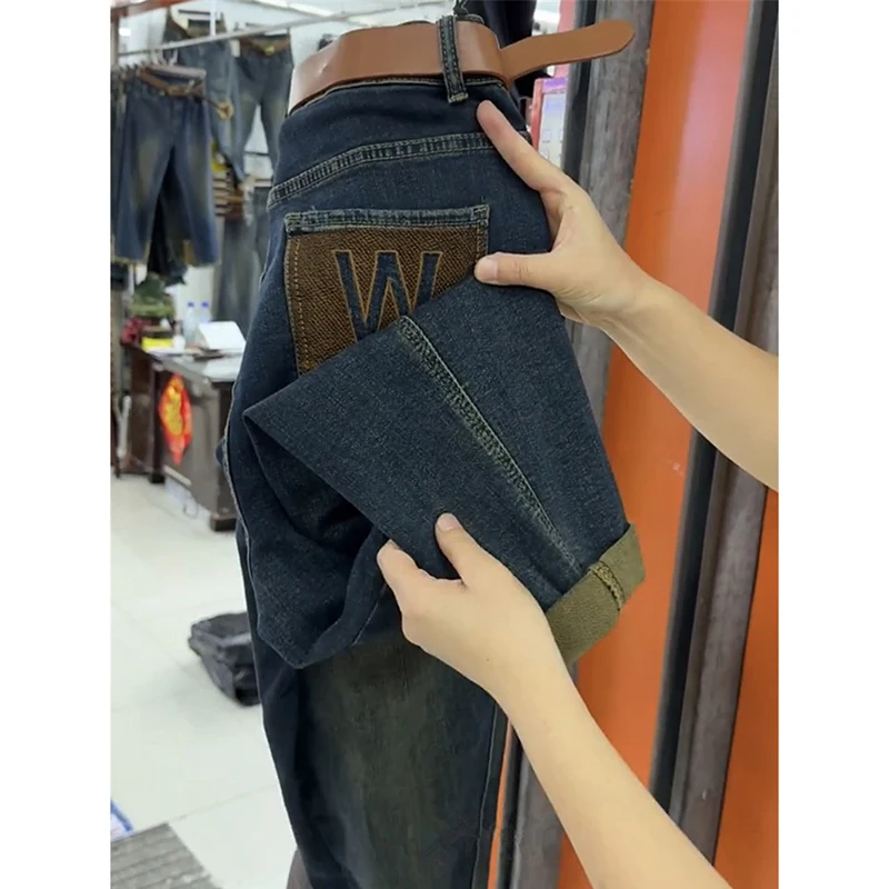 

Fashion High Waist Jeans 2024 New Women Autumn Denim pants Women Casual Loose All-Match Harlan pant Female Cowboy Pants