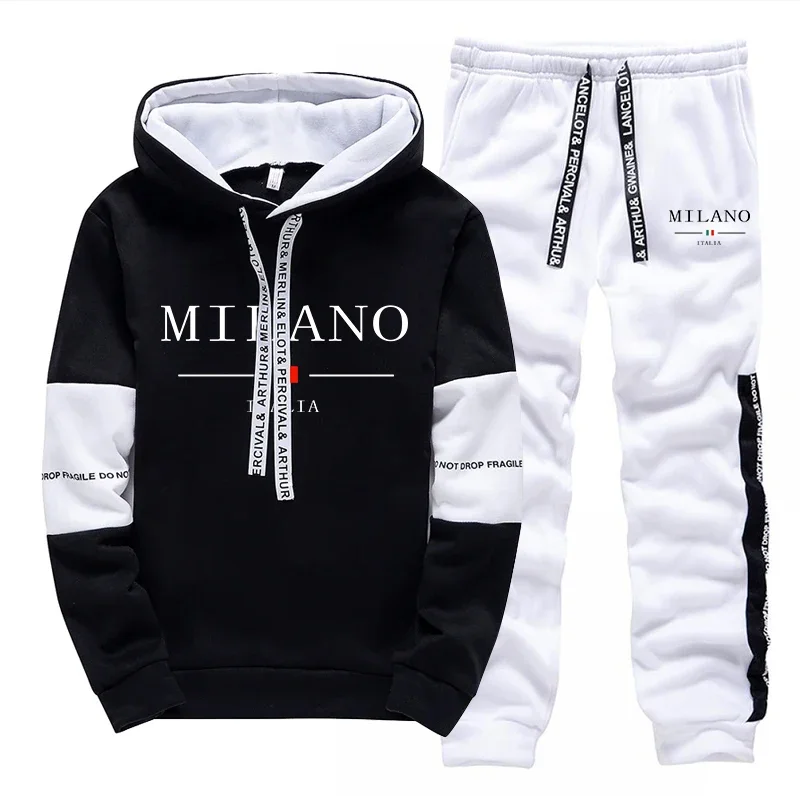 2026 Autumn Daily Casual Fashion Hooded Sweatshirt and Jogger Pants Men's Set/Hoodie/Pants Italy Trendy Hoodie Sportswear Outfit