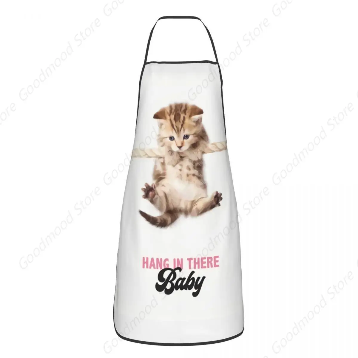 Custom Funny Cat Hang In There Poster Bib Aprons Women Men Unisex Kitchen Chef Tablier Cuisine for Cooking Baking Painting