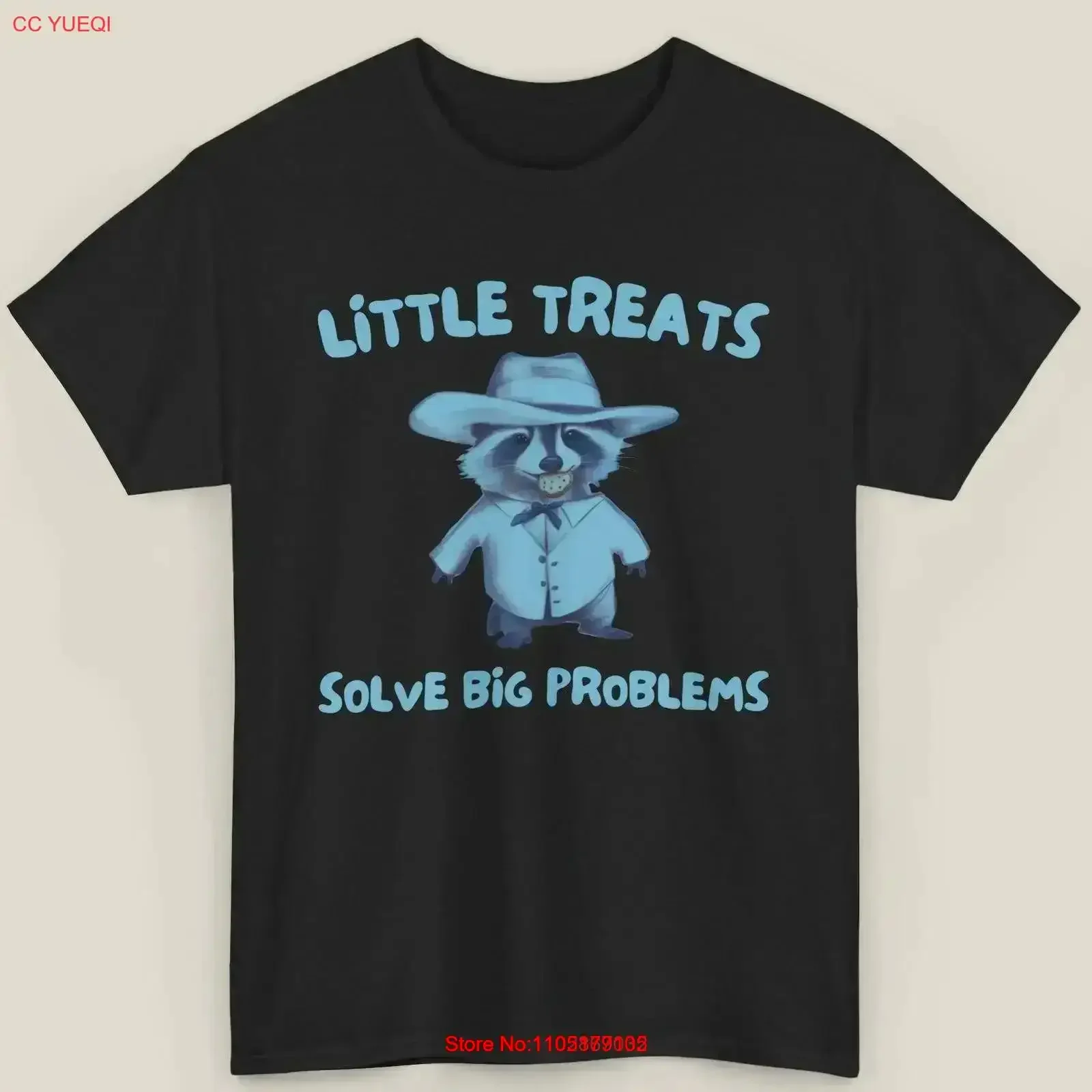 8 Little Treats Solve Big Problems Vintage Drawing T Shirt Raccoon Meme Shi Washed homme Slightly graphic vintage Washed #1
