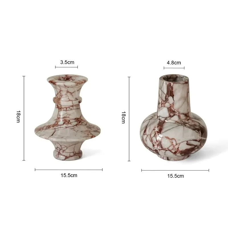 15.5X18cm Italian Marble Vase Desktop Mantel Entrance Channel Caracatta Red Vase Home Decoration