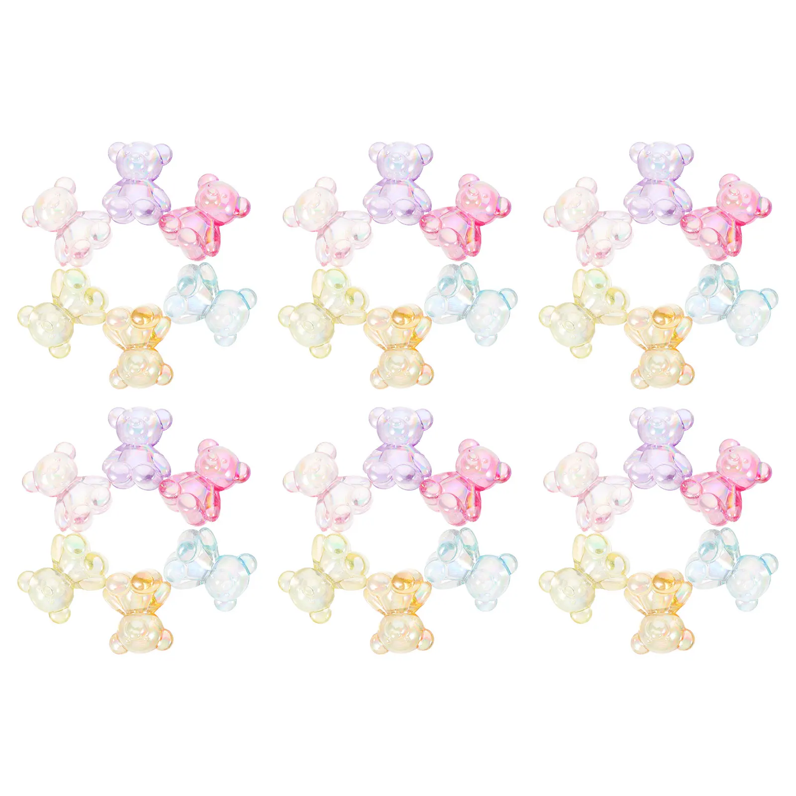 

100pcs Colored Beads Acrylic Jewelry Making Necklace Bracelet Acrylic Bear Jewelry Beads Earring Hair Ties Crafts Accessories