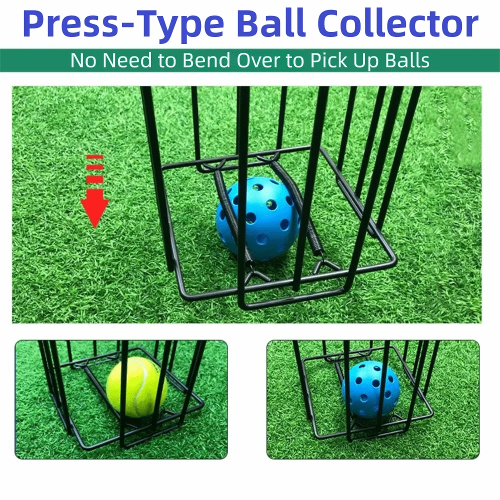 منتقي كرة البيسبول الأسود العلوي ذو السعة الكبيرة، منتقي كرة التنس المتين المحمول