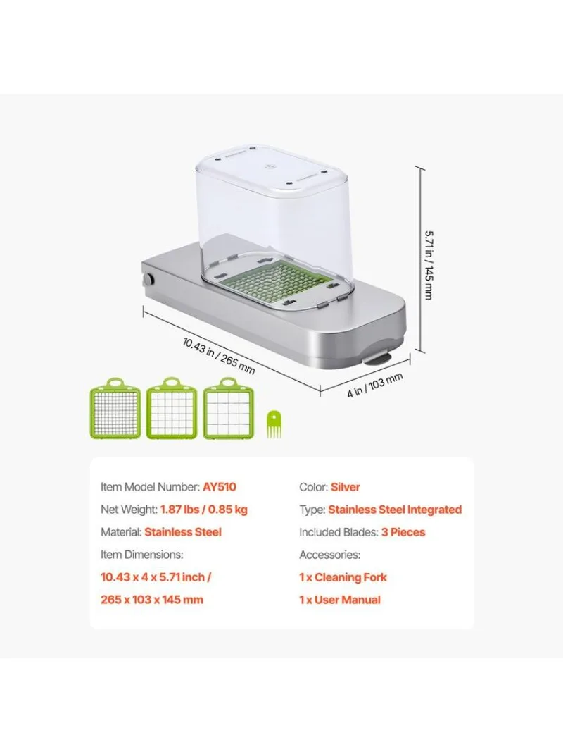 Vegetable Chopper Food Veggie Cutter 3 Stainless Onion Slicer with Container