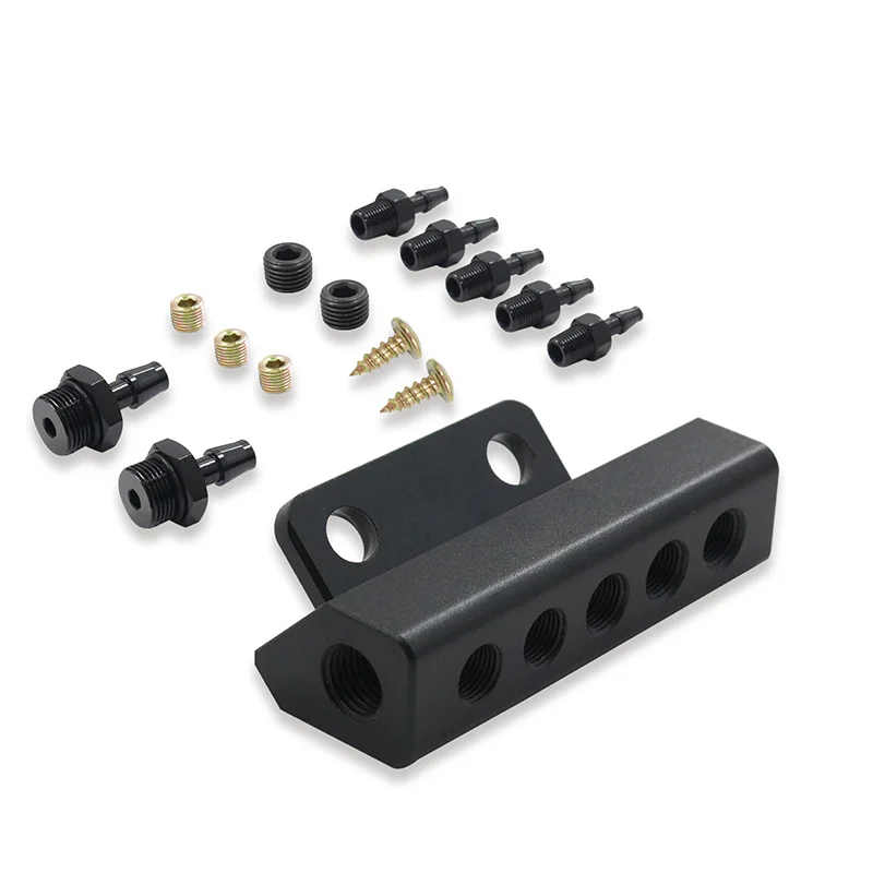 Car Engine Accessories 5 Port Car Vacuum Block Intake Manifold Kit Fuel Gas Wastegate Turbo Boost
