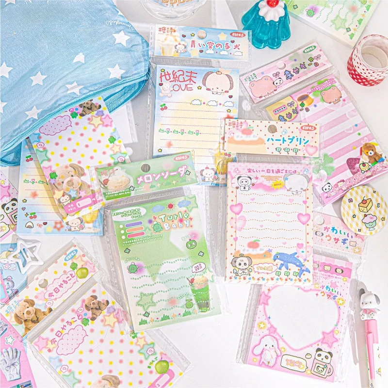 

50pcs/set Retro Japanese Sweet Memo Pad for Kids Cute Cartoon Panda Scrapbooking Memo Pad Kawaii Notepad Student Supplies