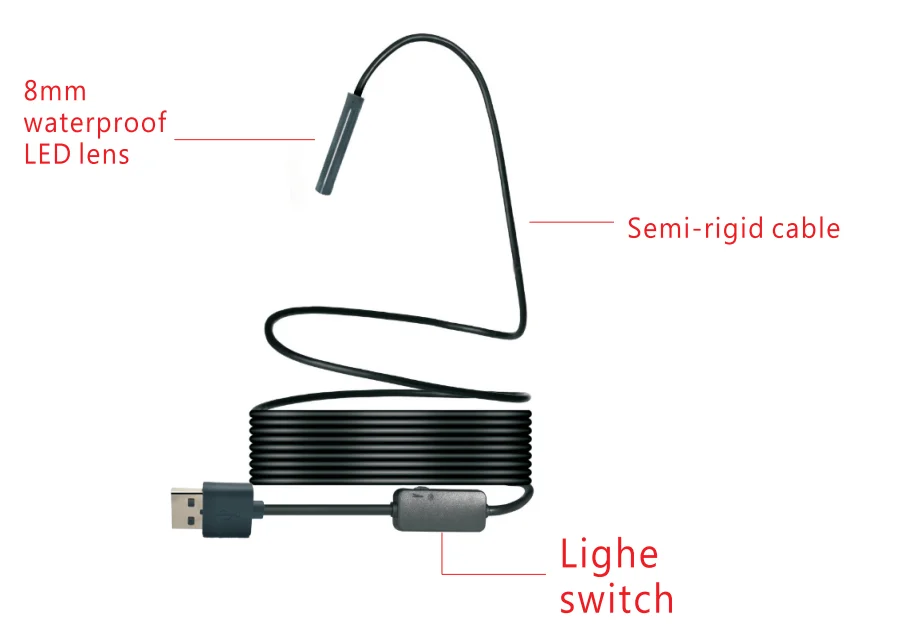 Android iOS Compatible USB Borescope Tool Box Inspection Device 2 Way Articulating Borescopy Endoscope Mobile