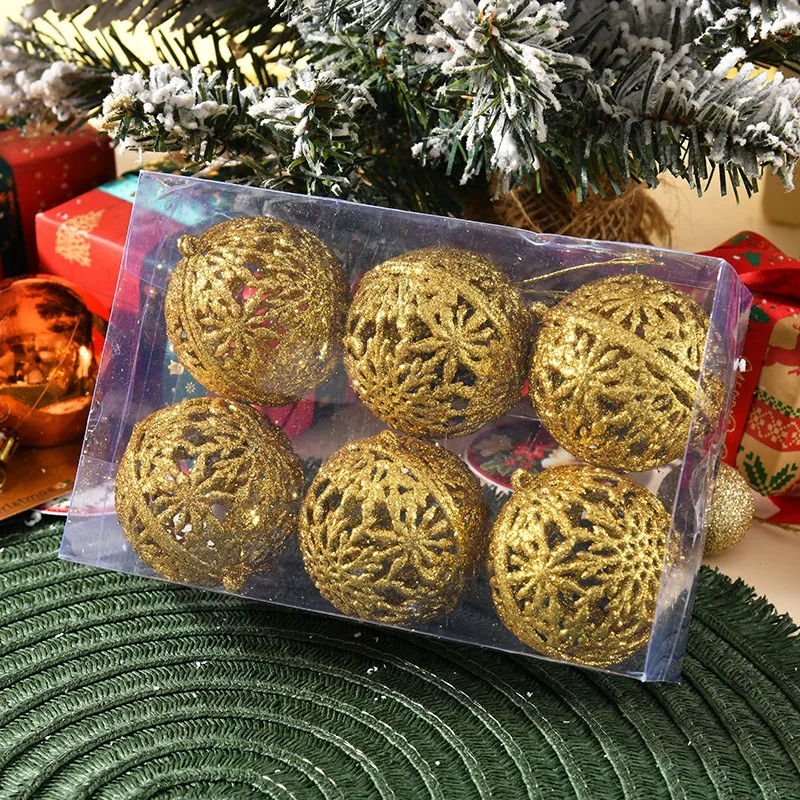 6Pcs 6CM Christmas Balls Decorations Christmas Tree Ornaments Ball Hanging Pendants Home Party Decor 2024 New Year Navidad Decor