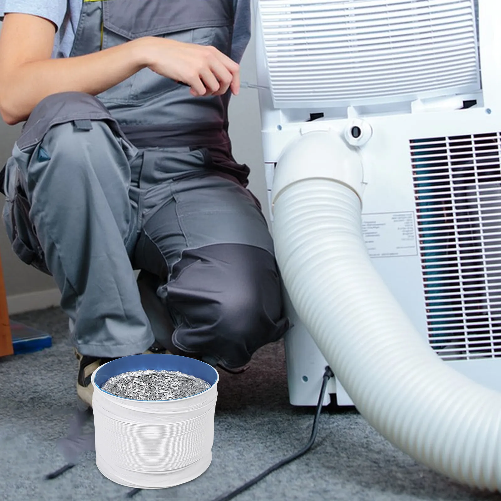 Portable Flexible Exhaust Pipe White Plastic Telescopic Hose Dryer Vent Duct Air Conditioner Tube Extension for Universal Ac - view 5