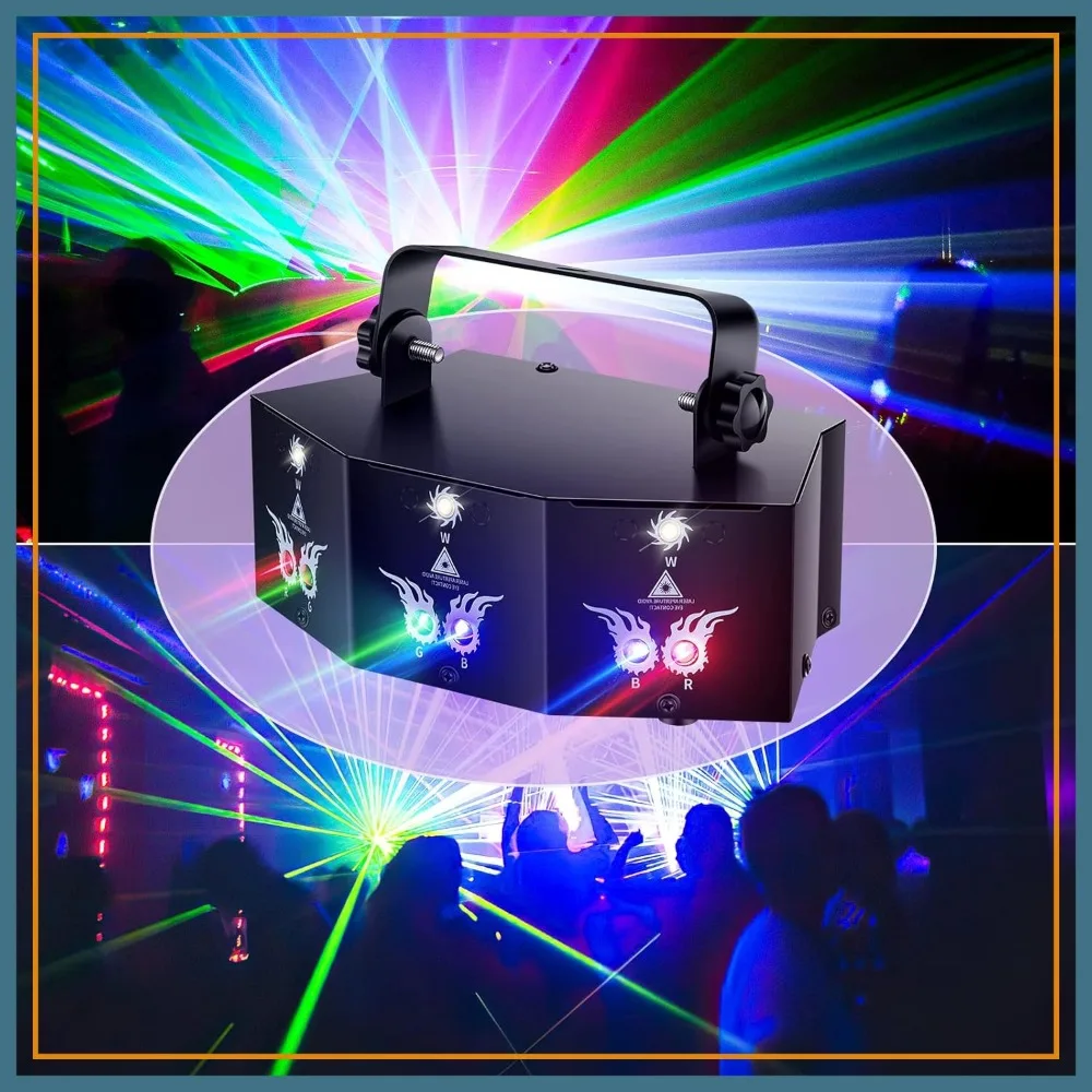 

Party DJ Disco Light, 9 Lens Stage Lighting with DMX512 & Sound Activated, Remote Control for Parties, Weddings, Karaoke, Clubs