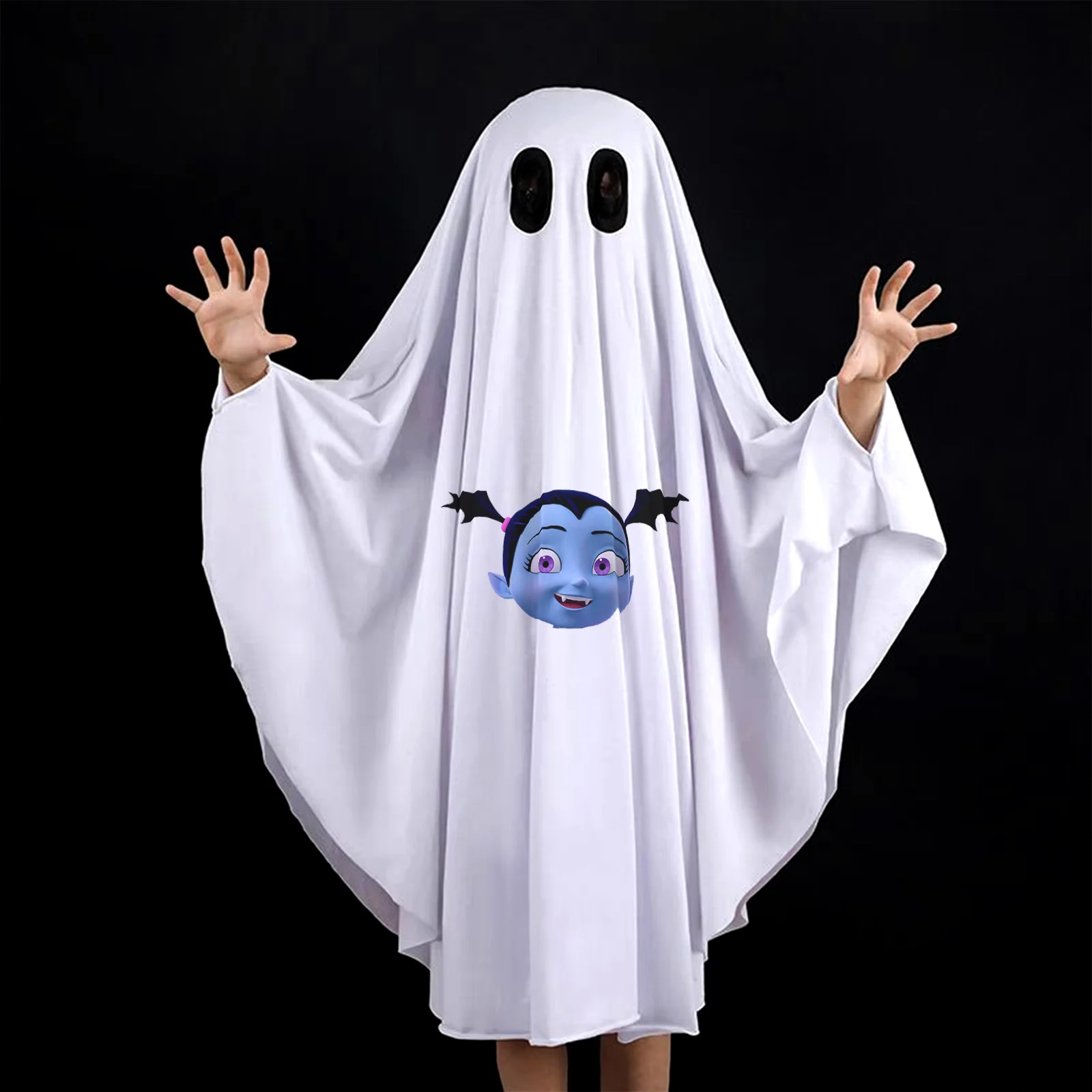 Vampirina Halloween Cosplay Costume Horror Fright Ghost Smiley Face Black Eye Cloak Children Stage Performance Cosplay Costume