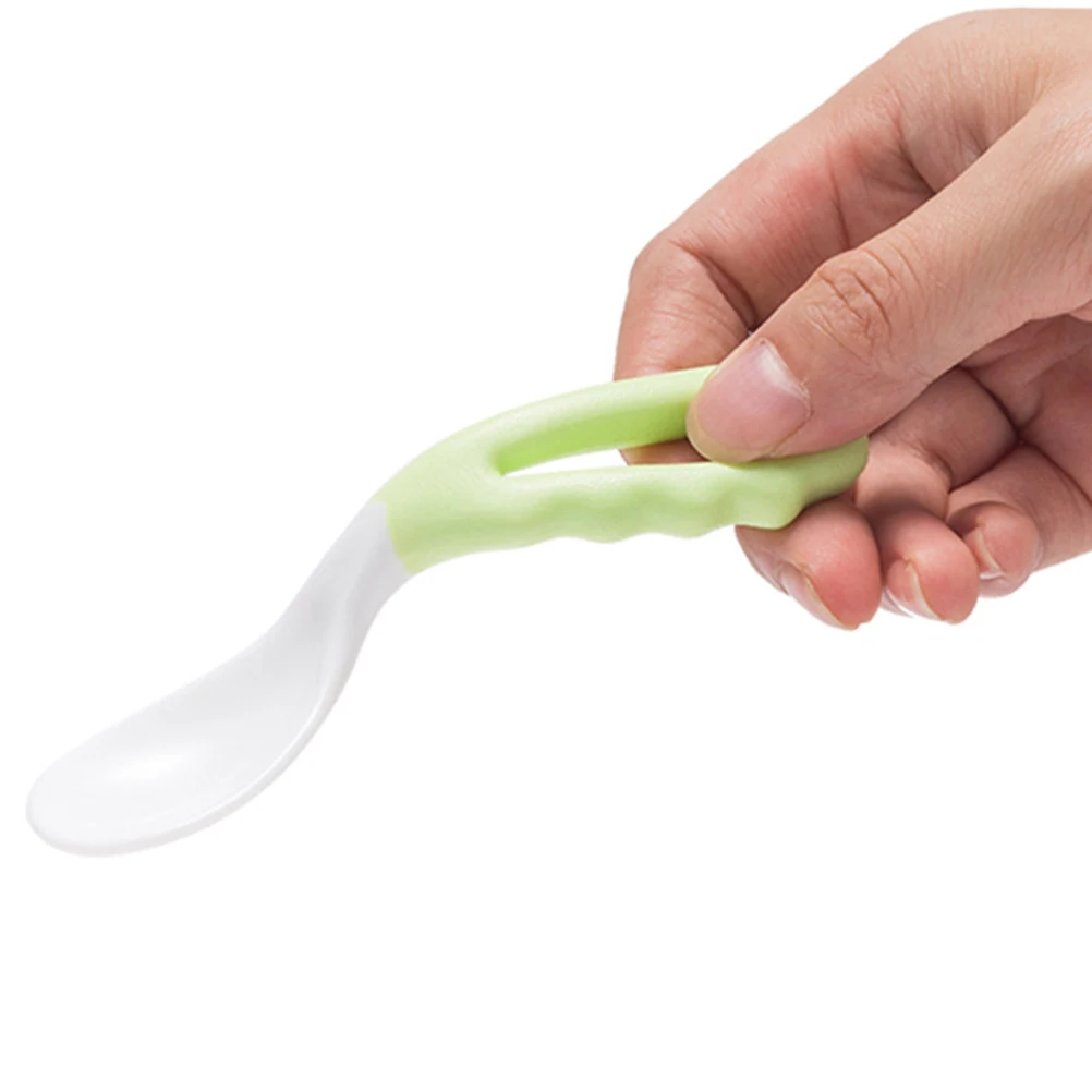

4pcs Bendable Baby Training Spoons Heat Resistant Easy Grip For Toddler Self Feeding Round Shape Gum Protection Kids Feeding