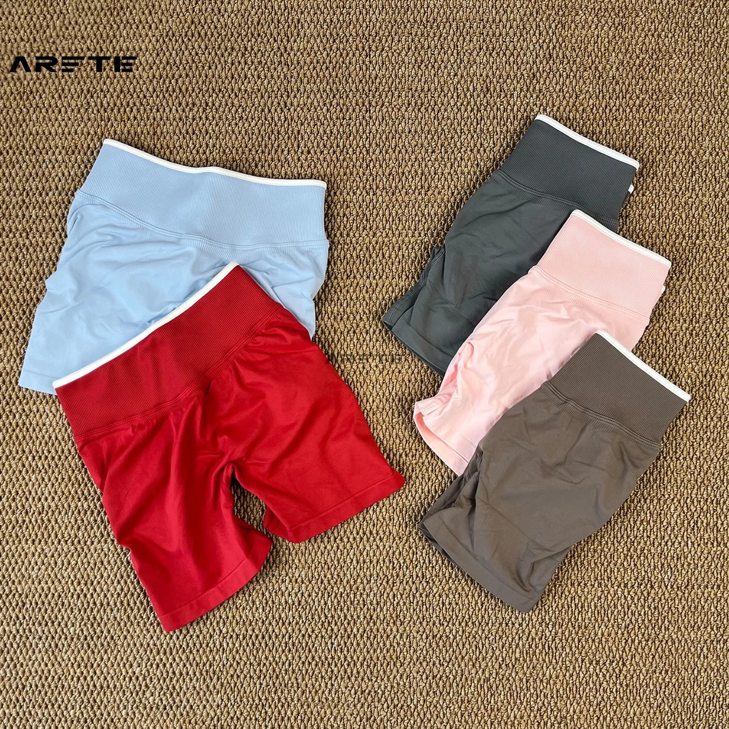 

ARFTE Women's High-Waist Seamless Gym Sports Ignite Short White Yoga Pants Hip Lifting Tight Running Solid Short