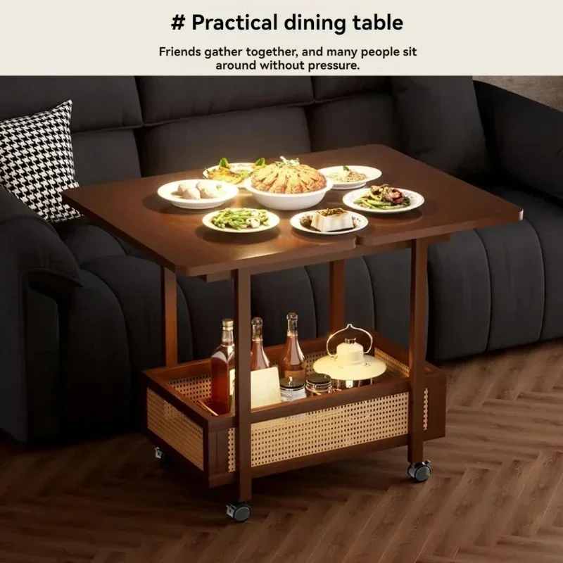 

Removable Edge Table, Foldable Coffee Table, Living Room Sofa, Side Cabinet, Household Small Table, Antique Style Solid Wood