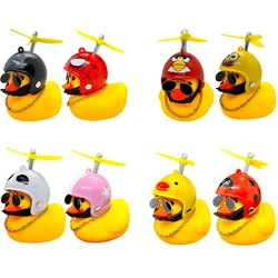 2PCCar Bicycle ornament Small Yellow Duck Airscrew Helmet Duck Ducky Bicycle Wind Motor Riding Cycling Ornament