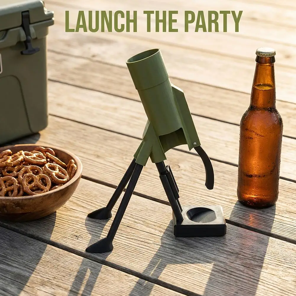 Funny Beer Bottle Mortar Bottle Opener Home Beer Mortar Bottle Opener Hands-Free Push Down Bottles Cap Launcher Gadgets Tools