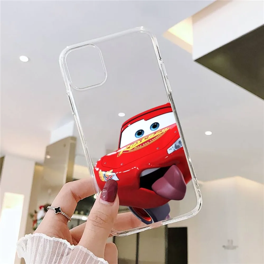 Autos L-Lightning M-McQueen Handyhülle für iPhone 15 11 13 14 Pro Max 7 8 Plus X Xr Xs Max Se 2020 12 Mini transparente Abdeckung