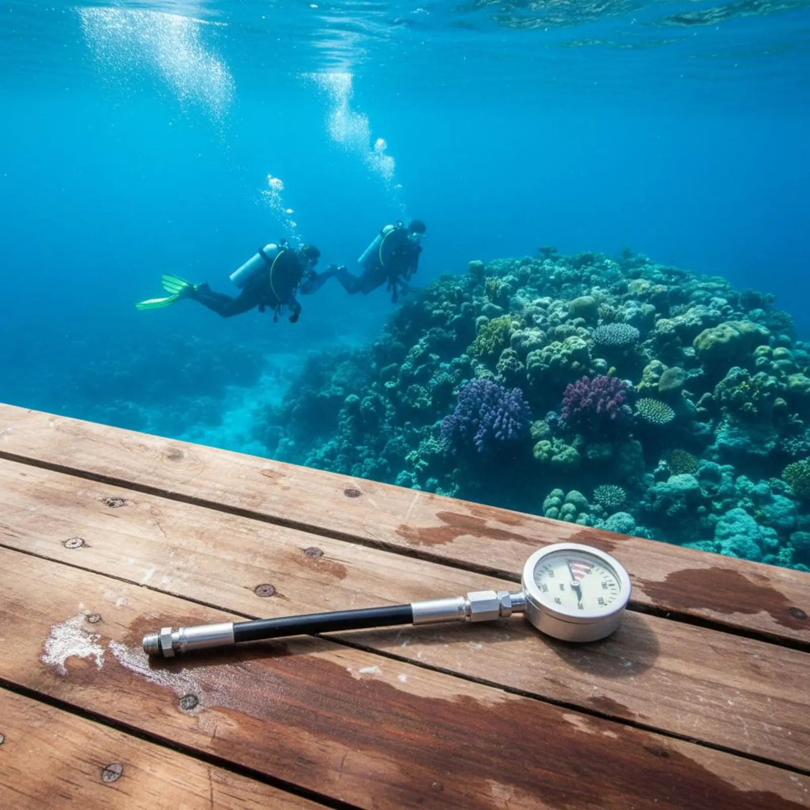 Submersible Pressure Gauge Color Coded Zones Diving Gear