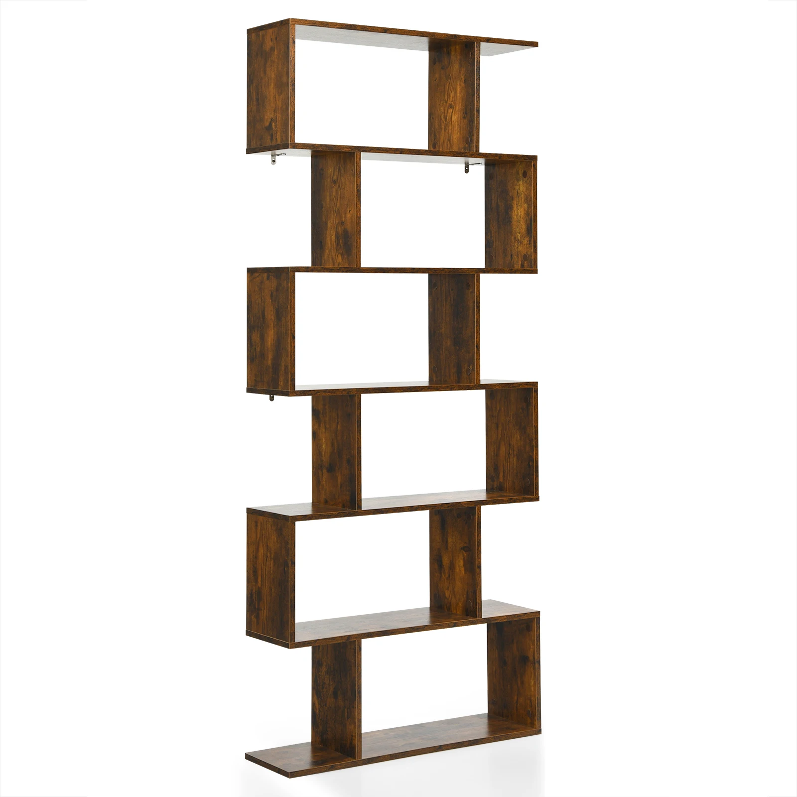 

Costway 6 Tier S-Shaped Bookshelf Storage Display Bookcase Decor Z-Shelf White