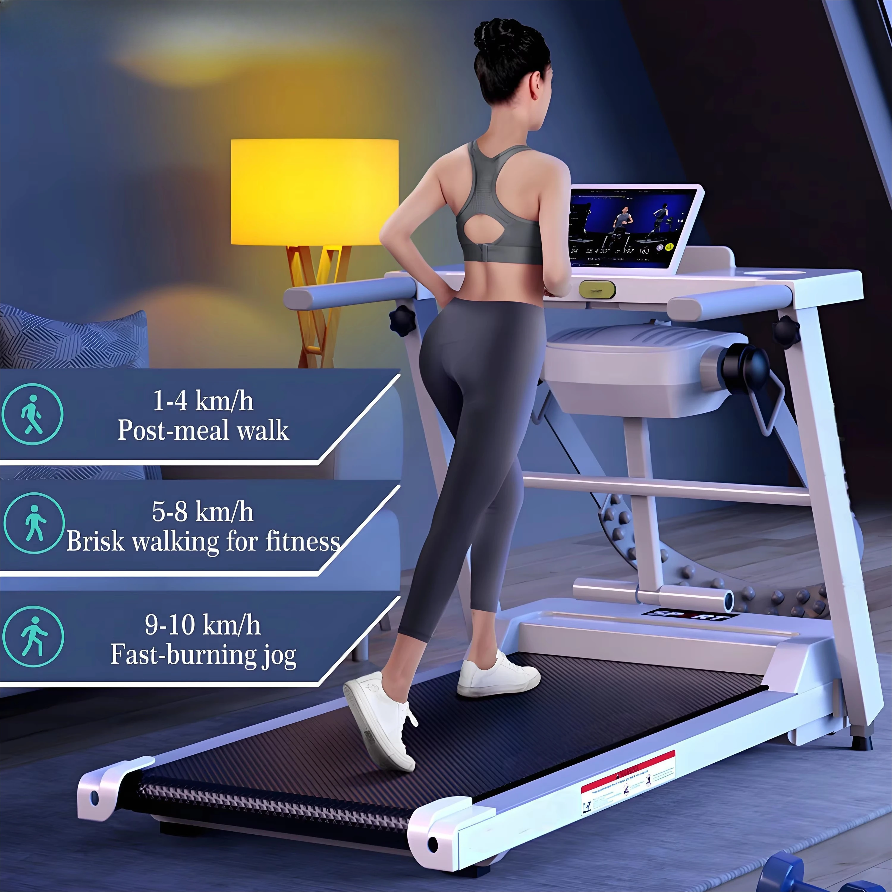 

Home Fitness Foldable Treadmill Machine Mini Curved Incline Gym Portable Home Gym Equipment with High Incline