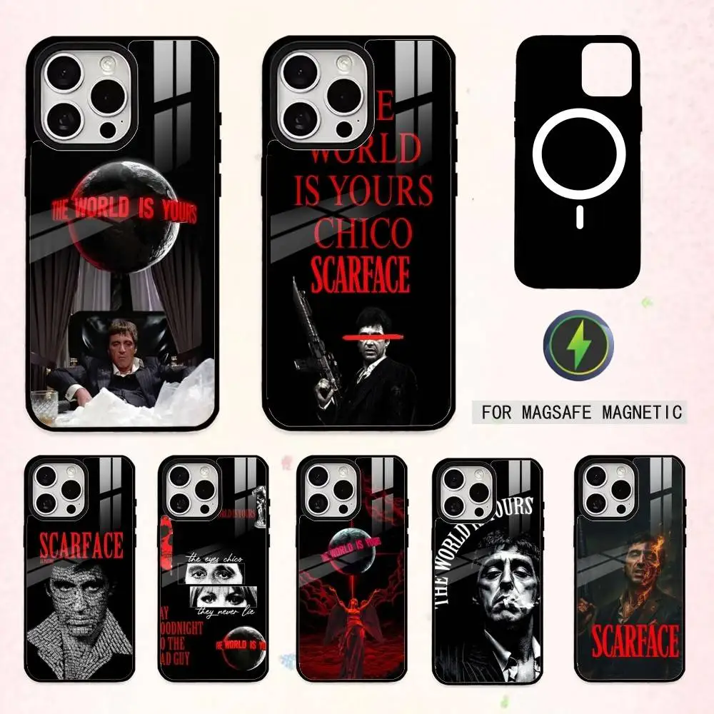 

The World Is Yours S-Scarfaces Phone Case For iPhone17,16,15,14,13,12,11 Plus,Pro Max Magnetic For Magsafe Wireless Charging