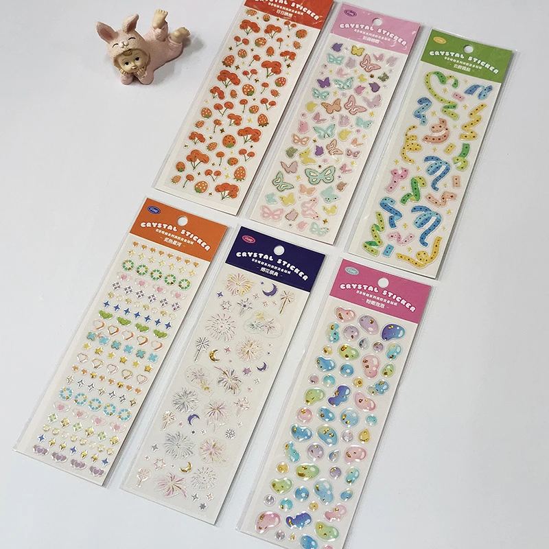 Cute Butterfly Bubble Star Ribbon Crystal Stickers Decoration Scrapbooking Diary Album Journal Stationery School Supplies