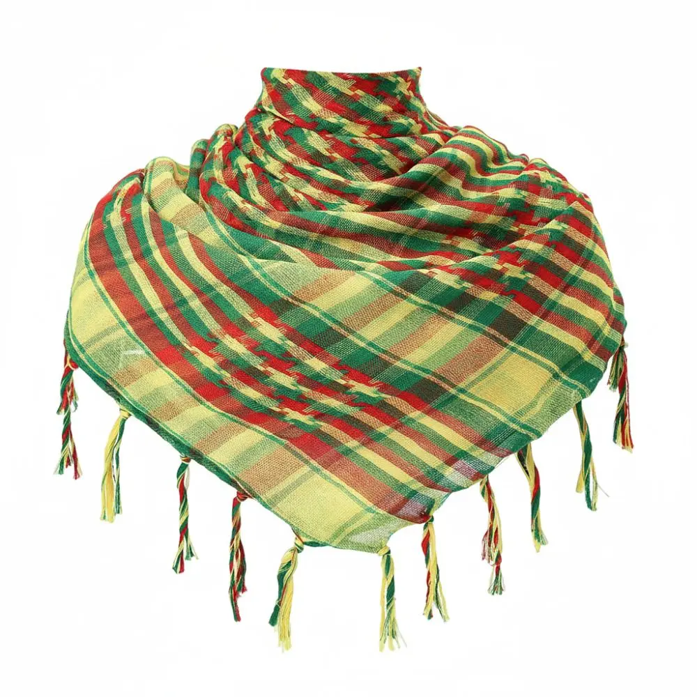 Windproof Middle East Muslim Scarf Neck Warmer Sandproof Arabic Square Scarf Thickened Red Yellow Green Headscarf Outdoor Sports view 4
