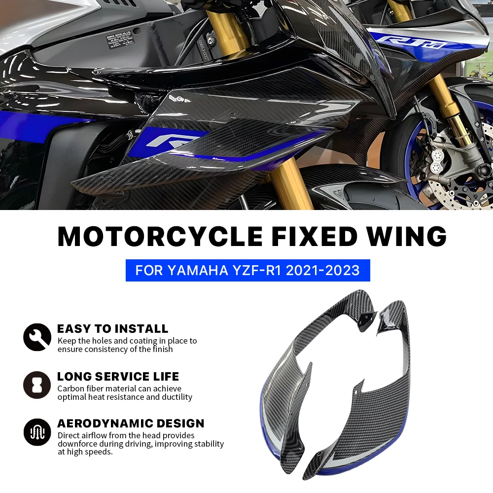 

Suitable For Yamaha YZF-R1 YZFR1 YZF R1 2021-2024 ABS Motorcycle front fixed wing spoiler side wing aerodynamic winglet aileron