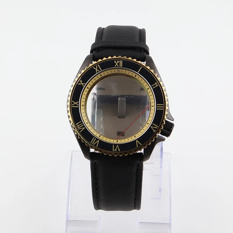 

42 mm Unisex SKX Watch Case with Leather Strap Accessories for Seiko NH34 NH35 NH36 Mod Replacement Parts