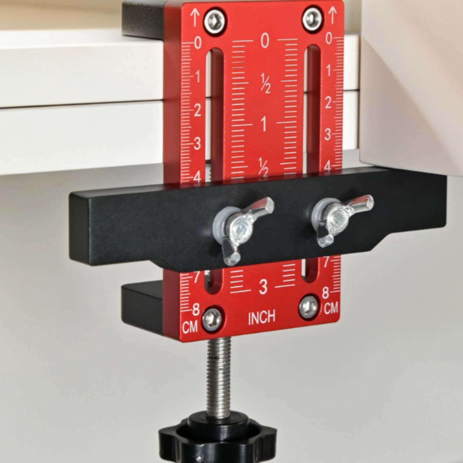 Cabinet Handle Drilling Jig Adjustable Cabinet Door Positioning Jig Threaded Knob Locking Screws