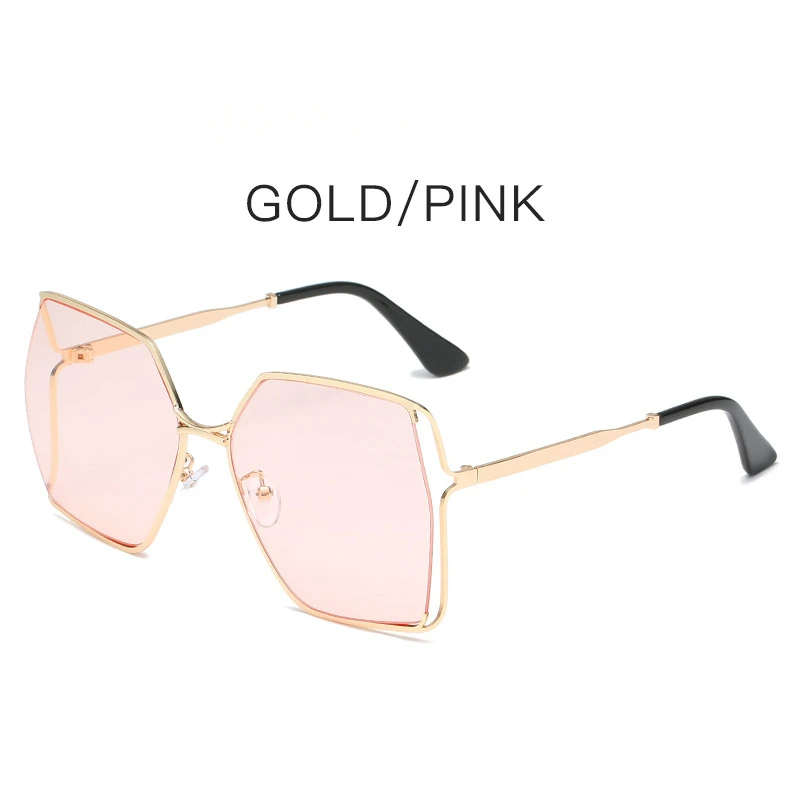 Очки солнцезащитные женские в винтажном стиле, градиентные большие квадратные солнечные очки с полыми линзами, брендовые Роскошные из сплава, с защитой UV400