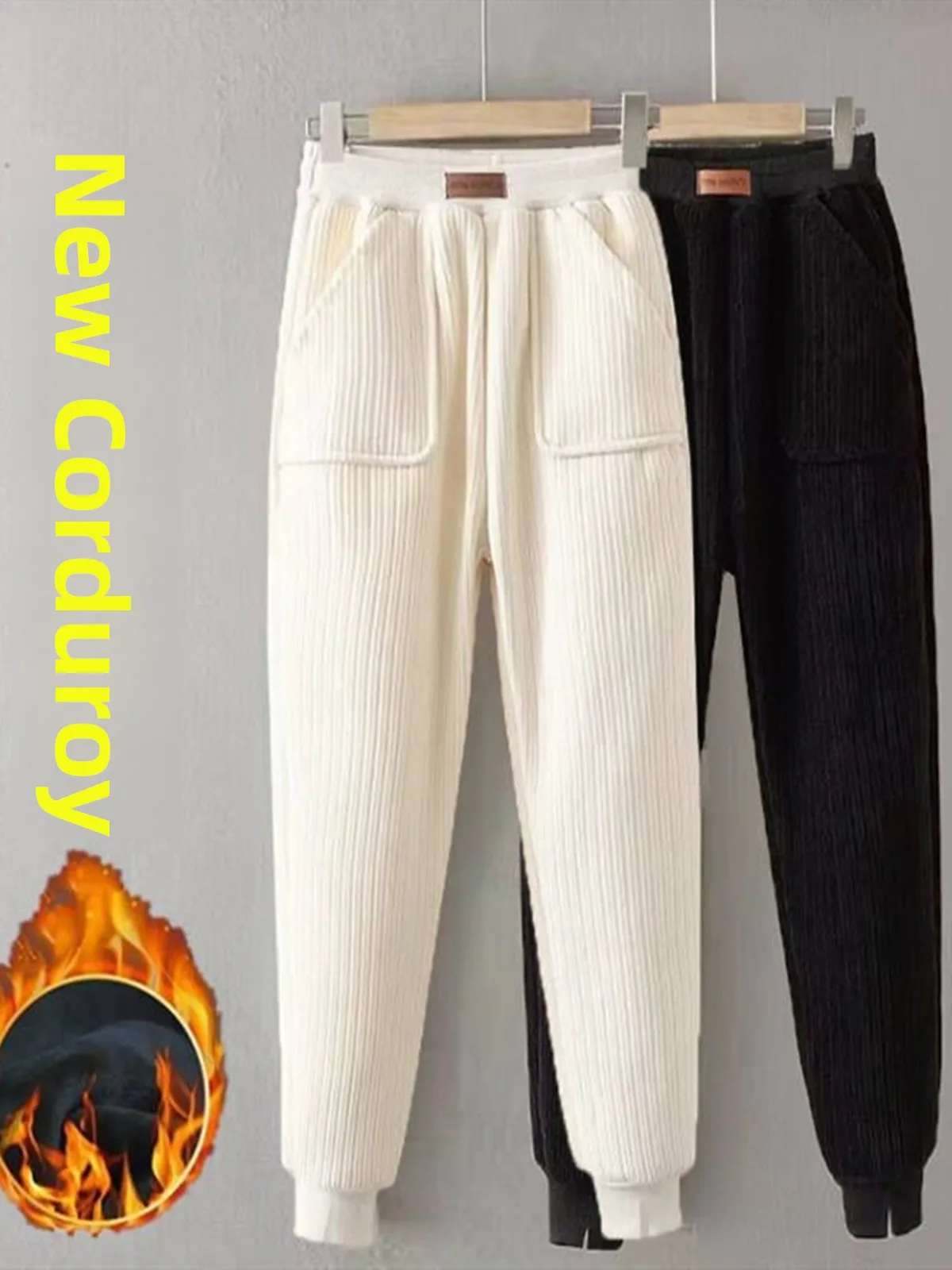 

Женские вельветовые брюки-харланы осень-зима 2024: новые, свободные, повседневные спортивные штаны с высокой талией, укороченные, из полиэфирного волокна