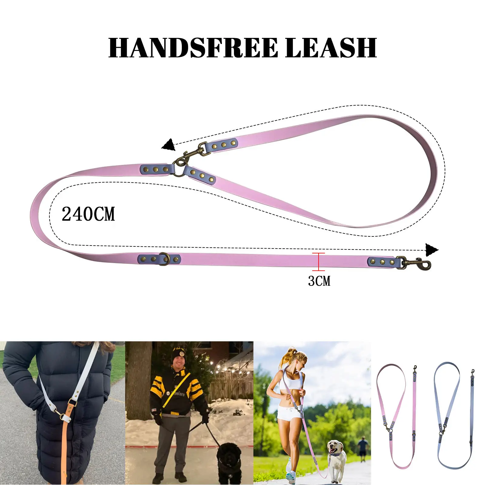 PVC Waterproof Splicing Dog Leash, Free from Traction, Outdoor Walking, Dog Accessories, Training Supplies, Small and Large Dogs