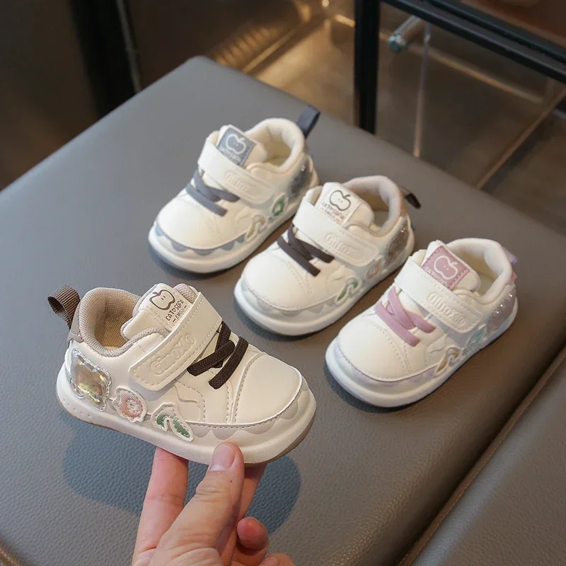 

2025 Spring Autumn New Learning Walk Shoes New Winter Style Boys Girls Soft Bottom Anti-Slip Surface Kids Board Shoes