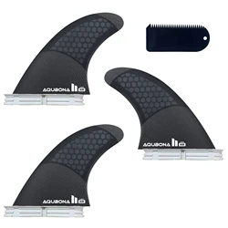 Single/Dual II Tab Surfing Fins -Tri Fins Set Honeycomb Fiberglass & Carbon S/M/L Size - Come with Fin Key Screws and Wax comb