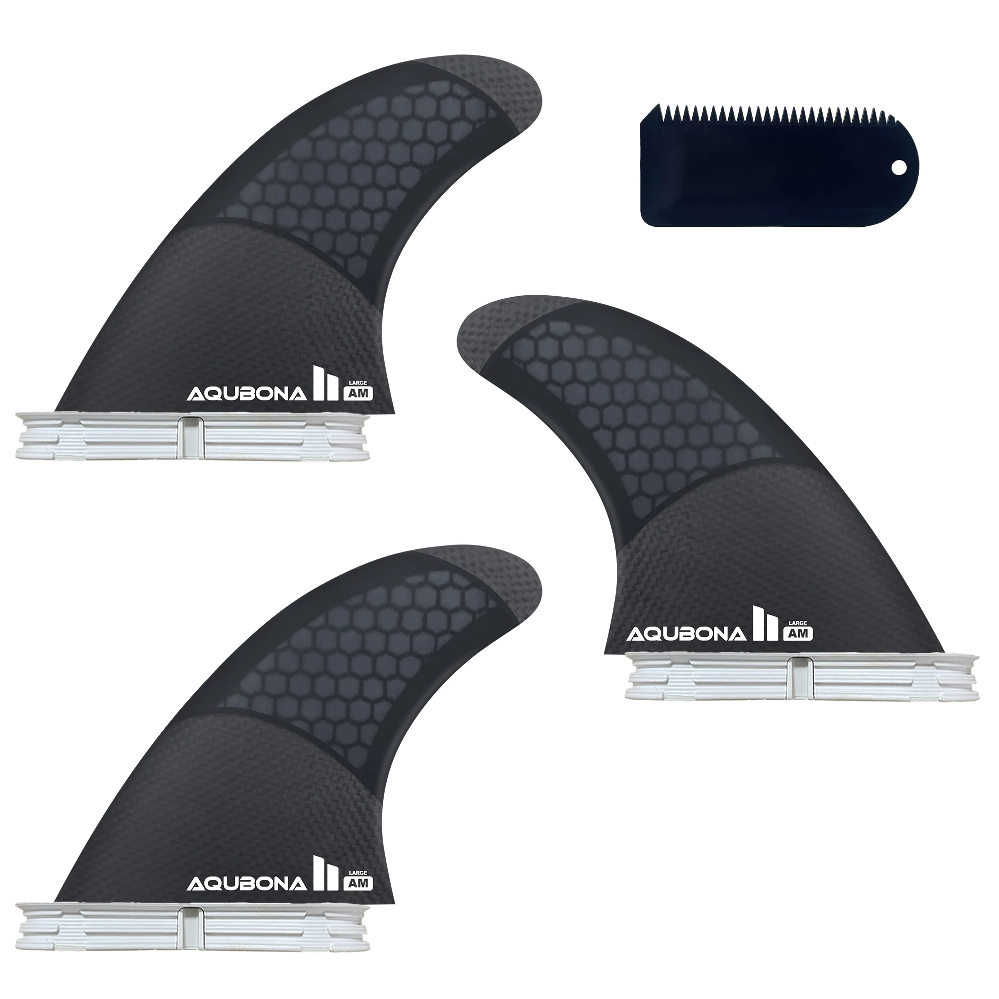 Single/Dual II Tab Surfing Fins - Tri Fins Set Honeycomb Fiberglass & Carbon S/M/L Size - Come with Fin Key Screws and Wax Comb