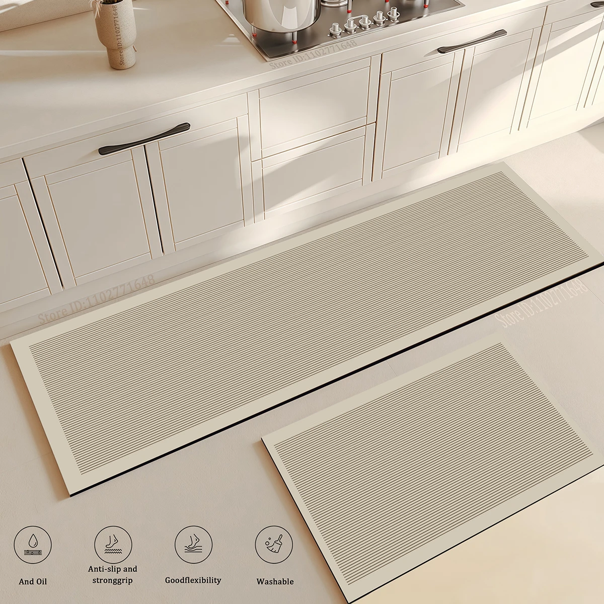 Soft Kitchen Simple Style Anti Fatigue Floor Mat  Non-Slip Absorbent Washable Carpet Long Large Bathroom Entrance Quality Rug