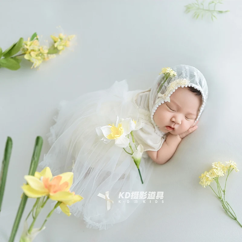 little-flower-fairy-theme-newborn-photography-props-baby-girls-headscarf-top-lace-dress-3pieces-infants-full-moon-photo-outfit