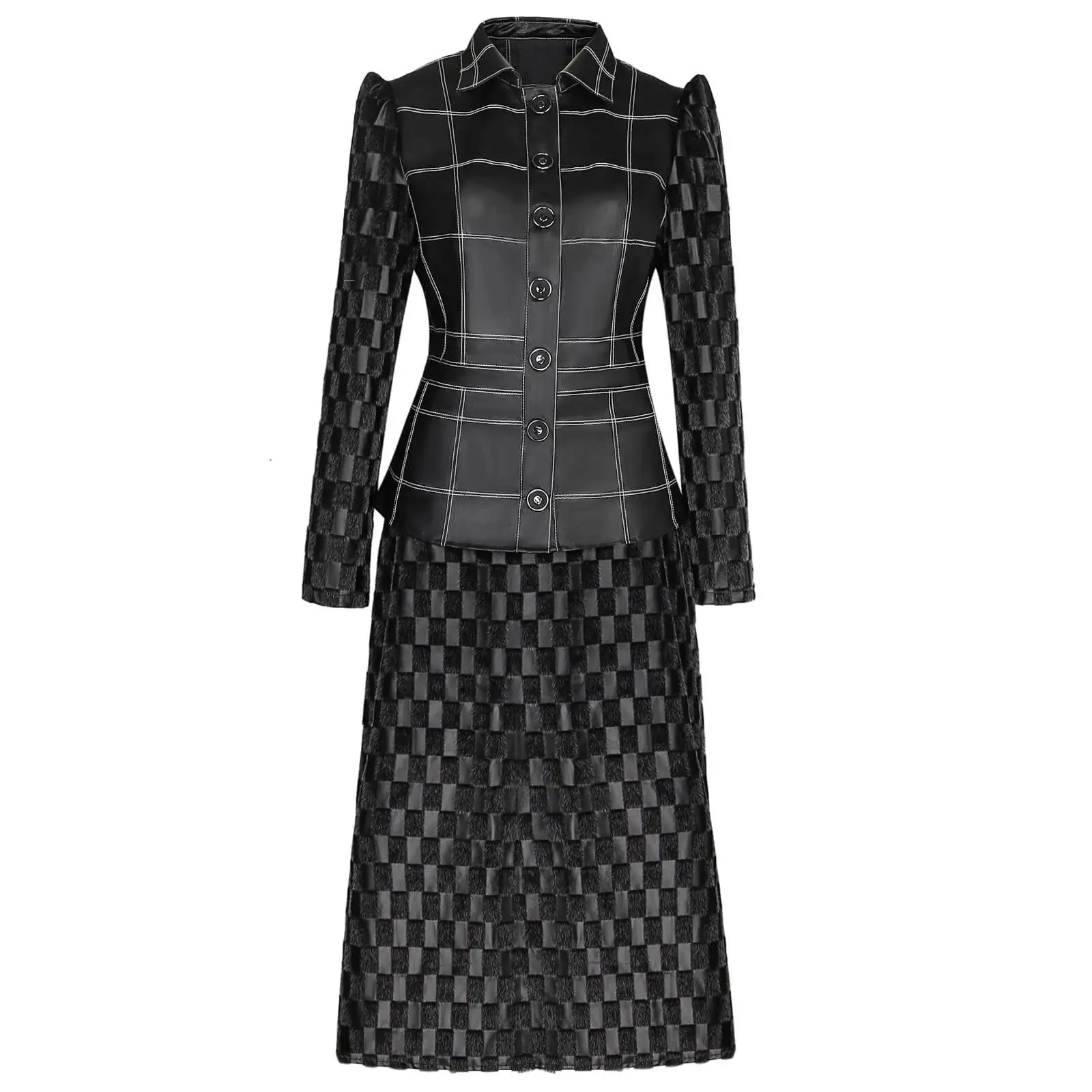 

Movie Cruella De Vil Cosplay Costume Emma Stone Black Fancy Dress Halloween Theme Party Coat Skirt In Stock-Takerlama