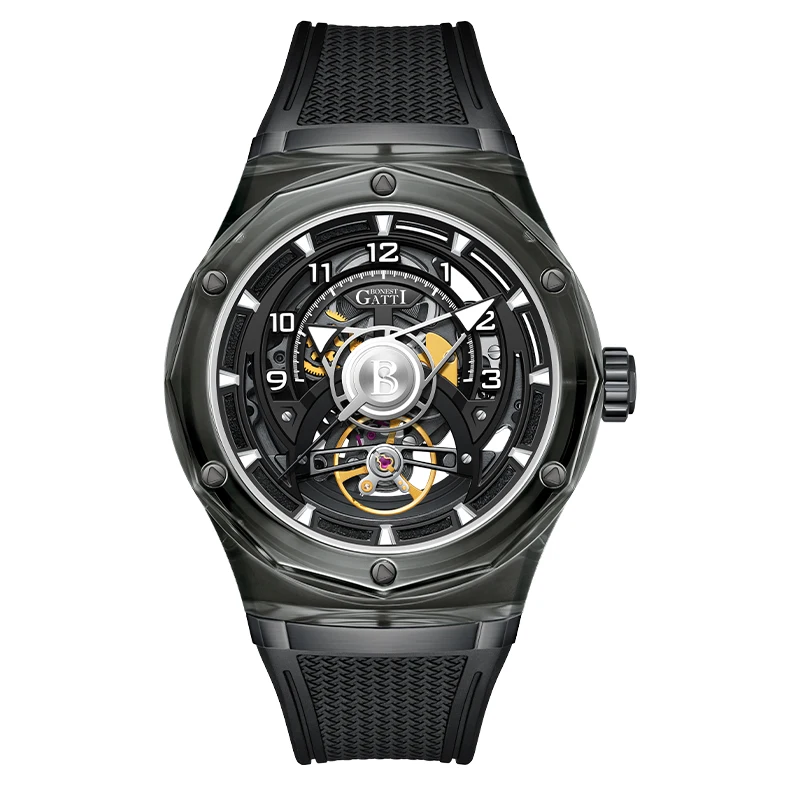 

BONEST GATTI Men's High-Quality Luxury Watches Skeleton Automatic Premium Craftsmanship Transparent Sapphire Crystal