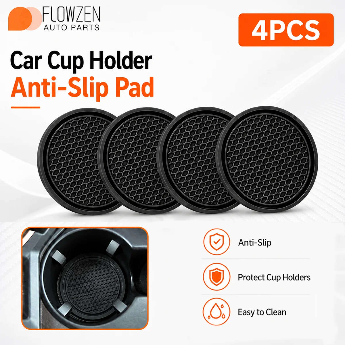 4PCS Car Cup Holder Anti slip Pad Beverage Holder Insertion Pad Car Interior Accessories Waterproof Shock Absorber Cup Mat